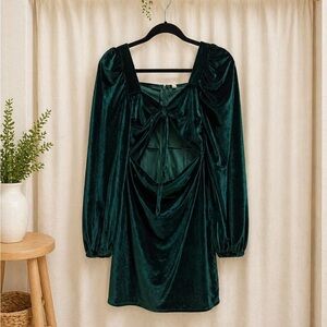 SHEIN Teal Velvet Mini Dress